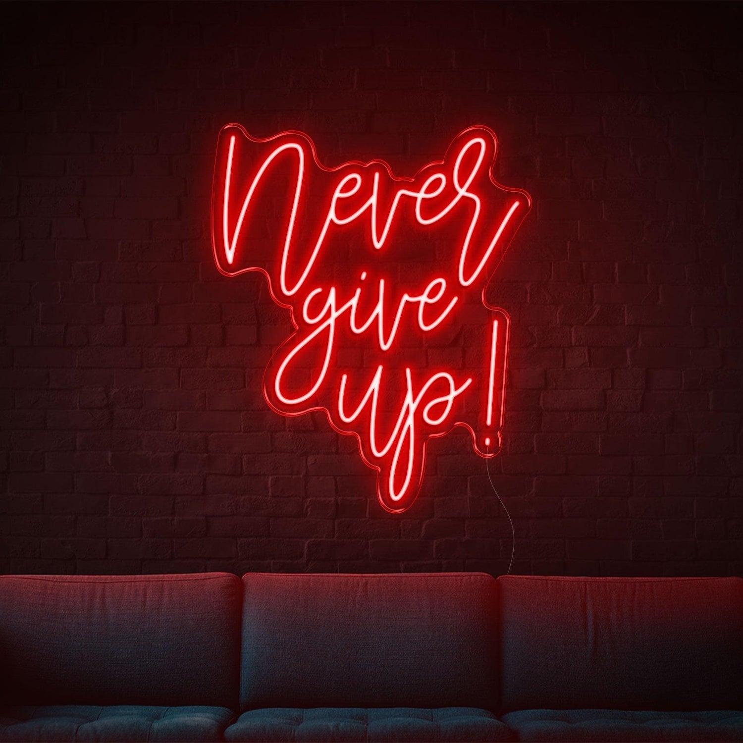 Never Give Up Warm Yellow Script Led Neon Sign For Home Studio Decor | Shineneon