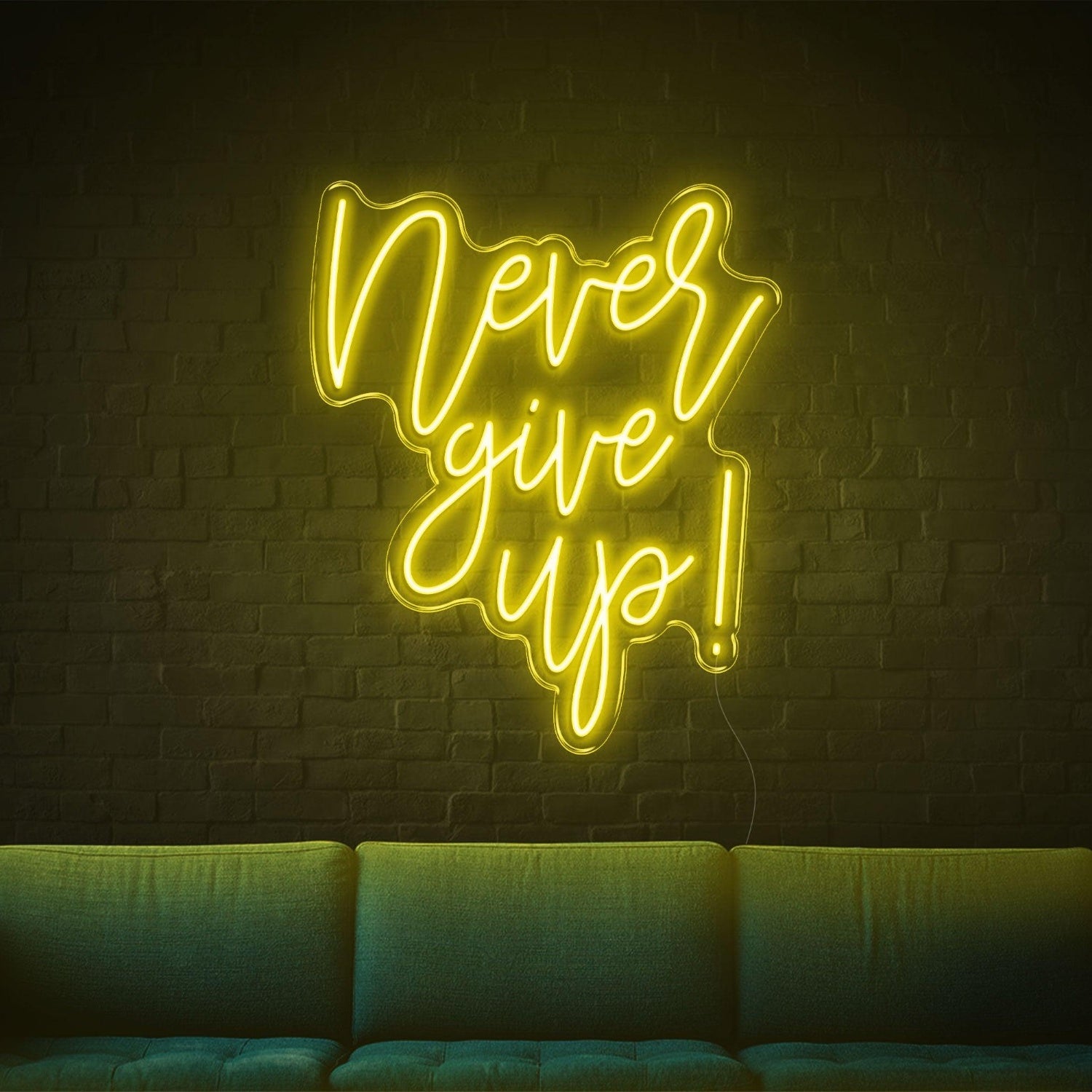 Never Give Up Warm Yellow Script Led Neon Sign For Home Studio Decor | Shineneon