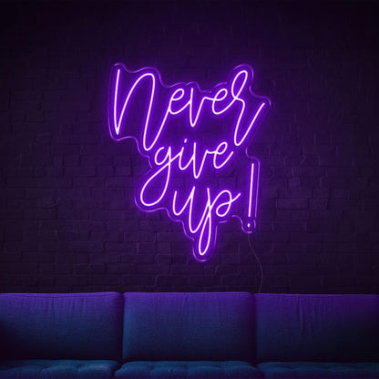 Never Give Up Warm Yellow Script Led Neon Sign For Home Studio Decor | Shineneon