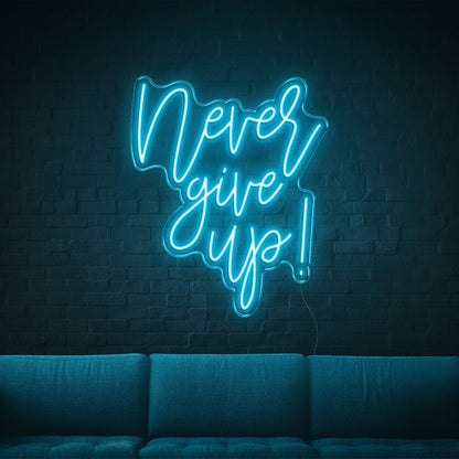 Never Give Up Warm Yellow Script Led Neon Sign For Home Studio Decor | Shineneon