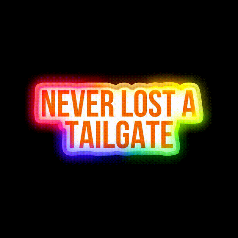 Never Lost A Tailgate Orange Beer Bar Decor Led Neon Sign Rgb Color - LED neon sign close-up detail