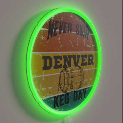 Never Skip Keg Day Rgb Led Neon Sign Bar Wall Decor