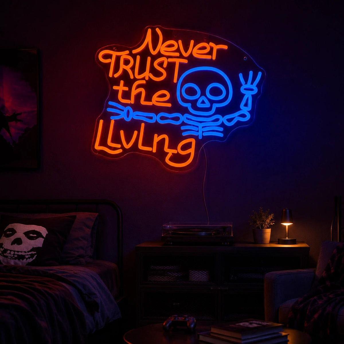 Never Trust The Living Skeleton LED Neon Sign - Shineneon