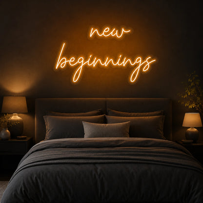 New Beginnings Script LED Neon Sign real lifestyle scene