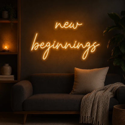 New Beginnings Script LED Neon Sign size image