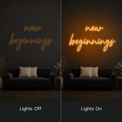 New Beginnings Script LED Neon Sign main product image