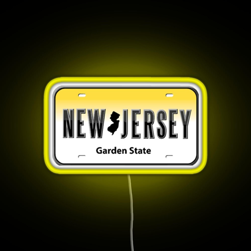 New Jersey License Plate Rgb Neon Sign