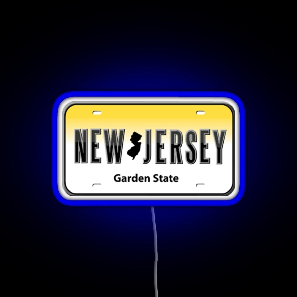 New Jersey License Plate Rgb Neon Sign