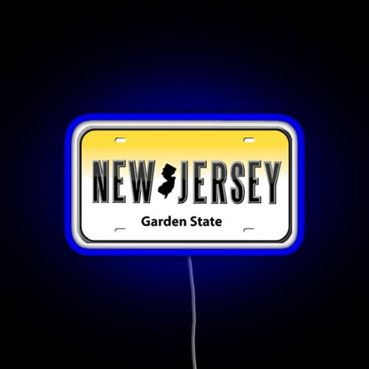 New Jersey License Plate Rgb Neon Sign