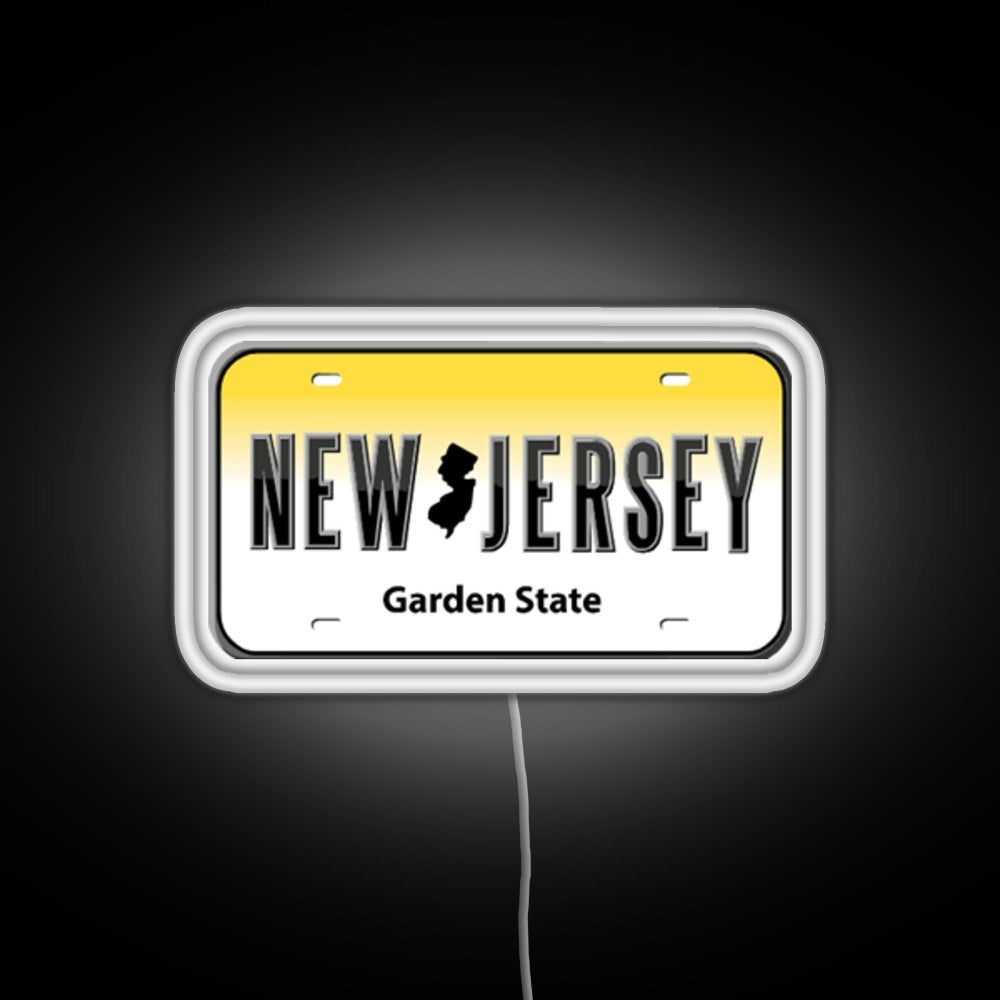 New Jersey License Plate Rgb Neon Sign