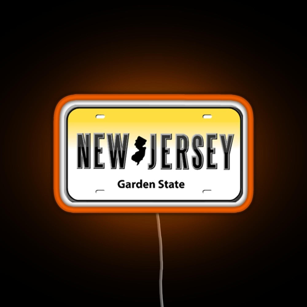 New Jersey License Plate Rgb Neon Sign