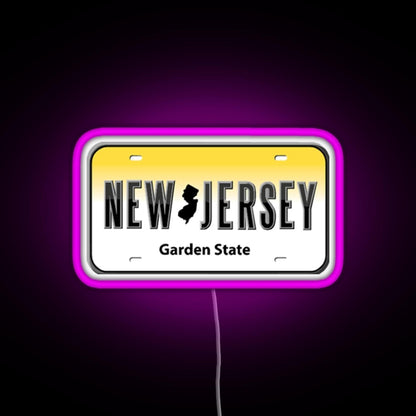 New Jersey License Plate Rgb Neon Sign