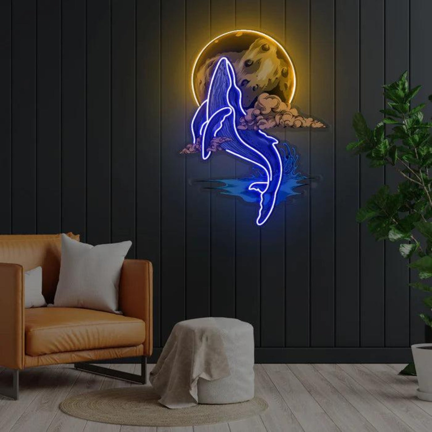 New Limits Whale Moon Waves LED Neon Sign for Home Decor | Shineneon