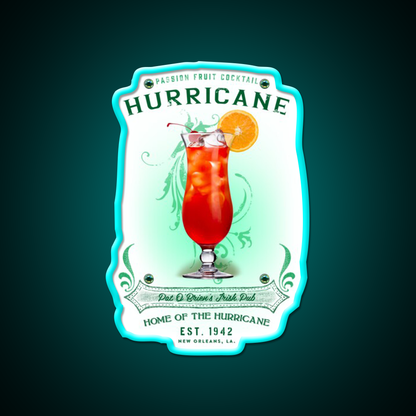 New Orleans Hurricane Cocktail Bar Decor Led Neon Sign Rgb Color - Size and dimension reference