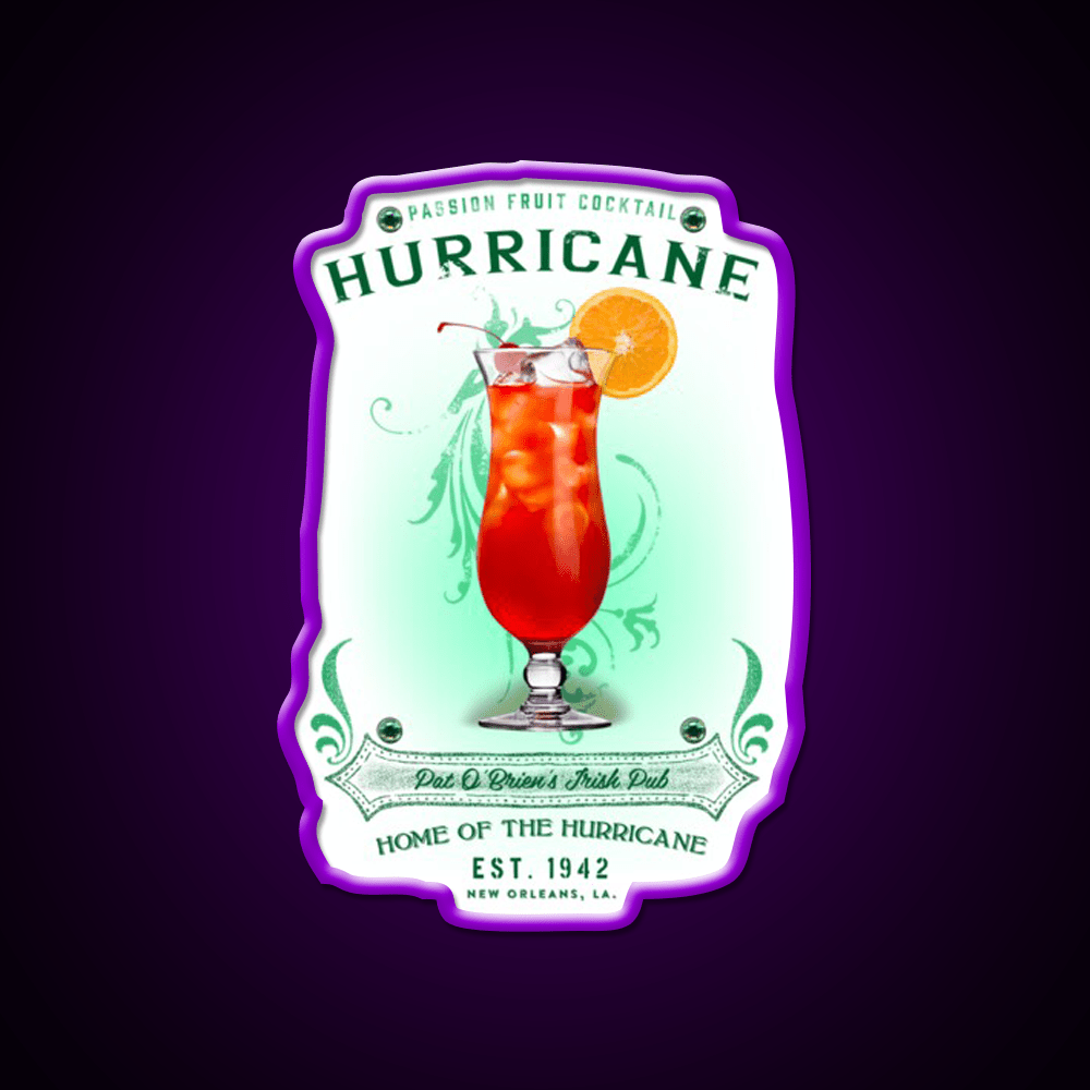 New Orleans Hurricane Cocktail Bar Decor Led Neon Sign Rgb Color - Shineneon