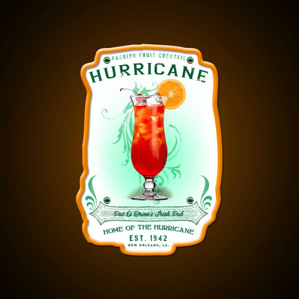 New Orleans Hurricane Cocktail Bar Decor Led Neon Sign Rgb Color - Shineneon