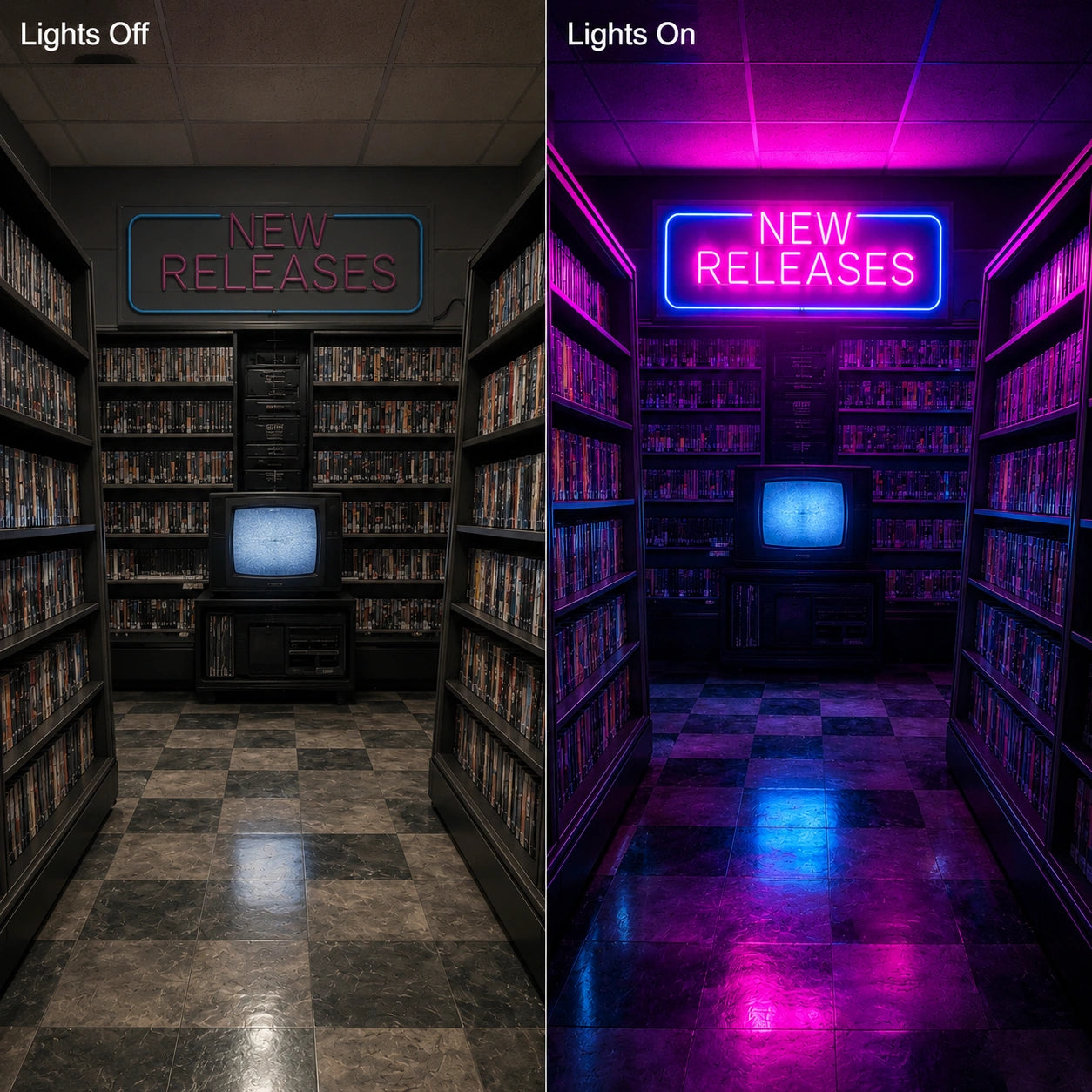 New Releases Room Neon Sign LED Neon Sign day and night comparison