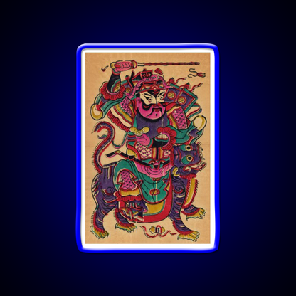 New Year Picture Of Door God Zhao Gongming Led Neon Sign Chinese Food Rgb Color