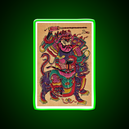 New Year Picture Of Door God Zhao Gongming Led Neon Sign Chinese Food Rgb Color