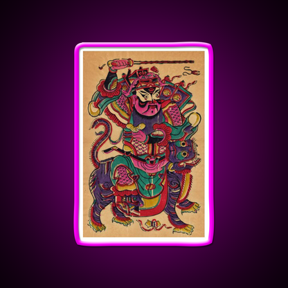 New Year Picture Of Door God Zhao Gongming Led Neon Sign Chinese Food Rgb Color