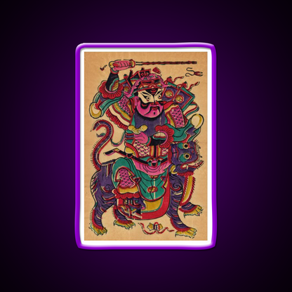 New Year Picture Of Door God Zhao Gongming Led Neon Sign Chinese Food Rgb Color