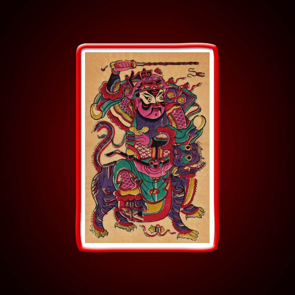 New Year Picture Of Door God Zhao Gongming Led Neon Sign Chinese Food Rgb Color - Shineneon
