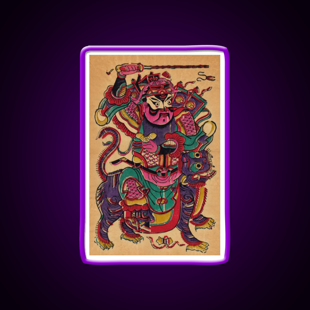 New Year Picture Of Door God Zhao Gongming Led Neon Sign Chinese Food Rgb Color - Shineneon