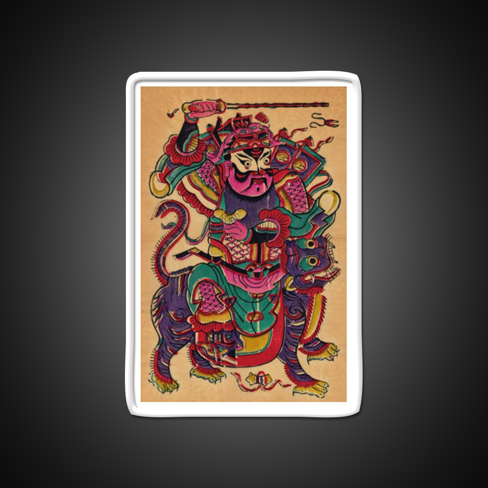 New Year Picture Of Door God Zhao Gongming Led Neon Sign Chinese Food Rgb Color