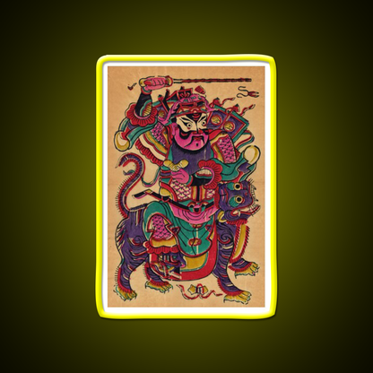 New Year Picture Of Door God Zhao Gongming Led Neon Sign Chinese Food Rgb Color