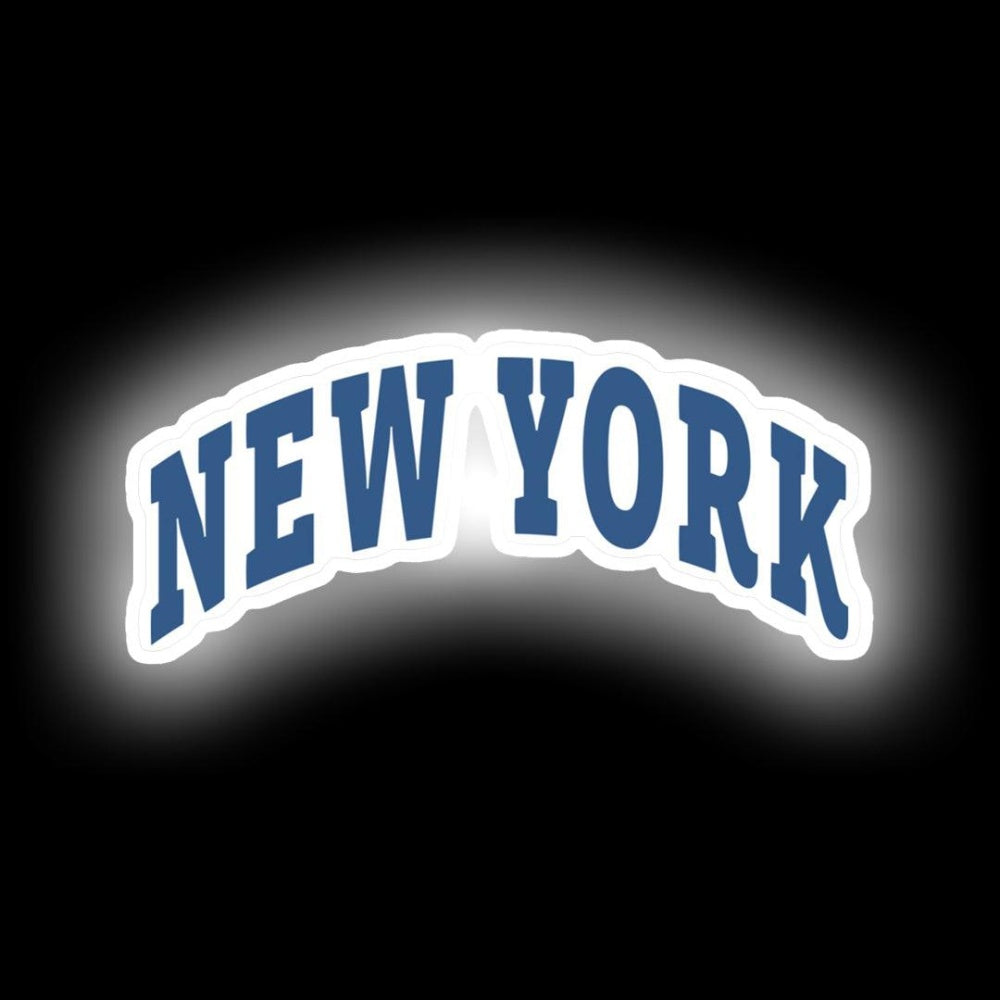 New York Capital Neon Sign - Neon sign mounted on wall in room