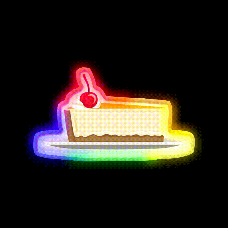 New York Cheesecake Snack Food Led Neon Sign Rgb Color - LED neon sign close-up detail
