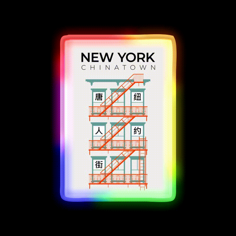 New York Chinatown Fire Escape Asian Cultural Led Neon Sign Rgb Color - LED neon sign close-up detail
