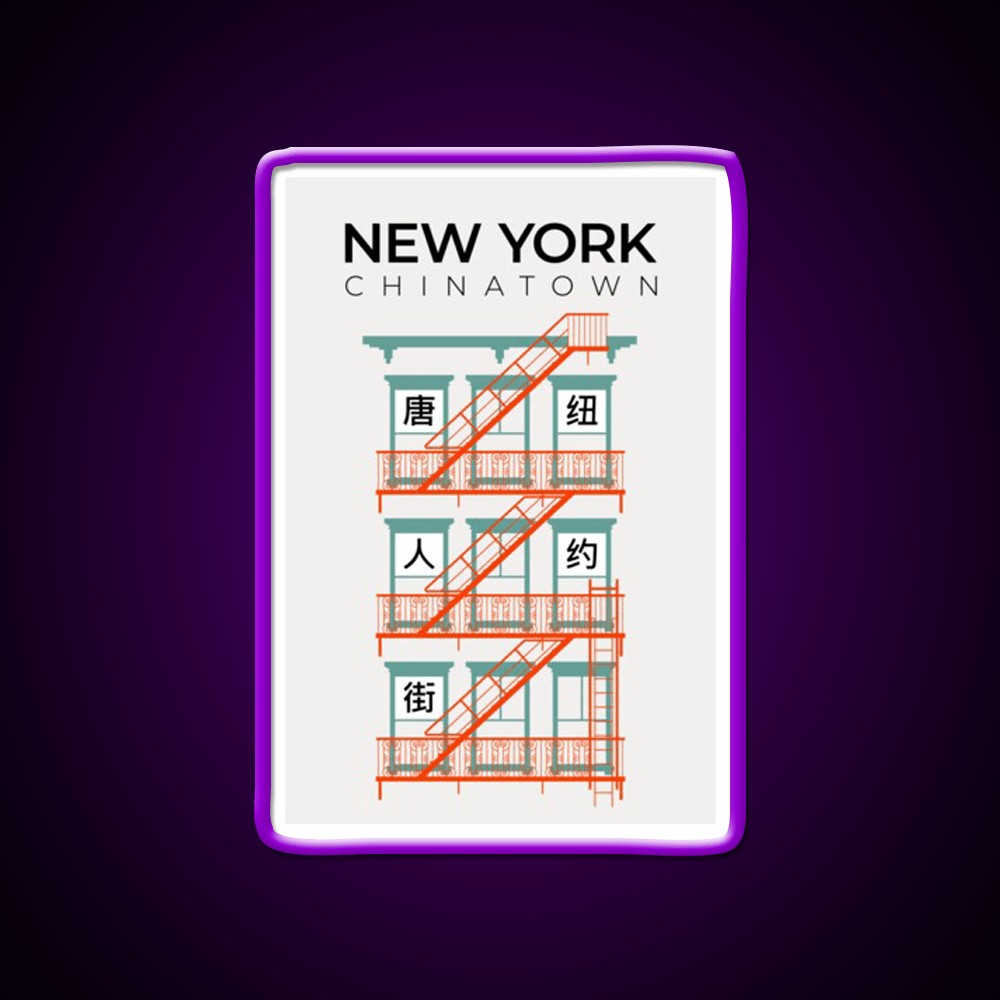 New York Chinatown Fire Escape Asian Cultural Led Neon Sign Rgb Color - Shineneon