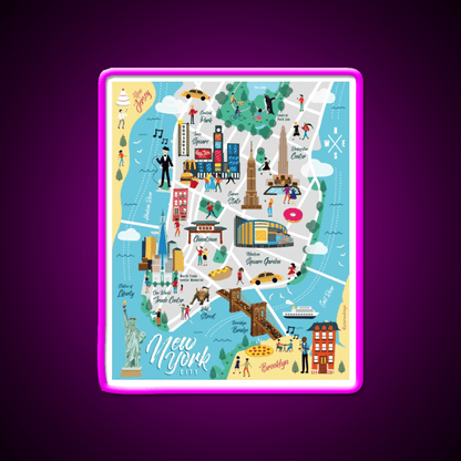 New York City Map Asian Cultural Led Neon Sign Rgb Color - Shineneon