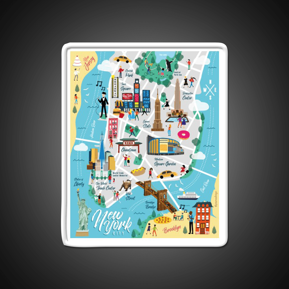New York City Map Asian Cultural Led Neon Sign Rgb Color - Shineneon