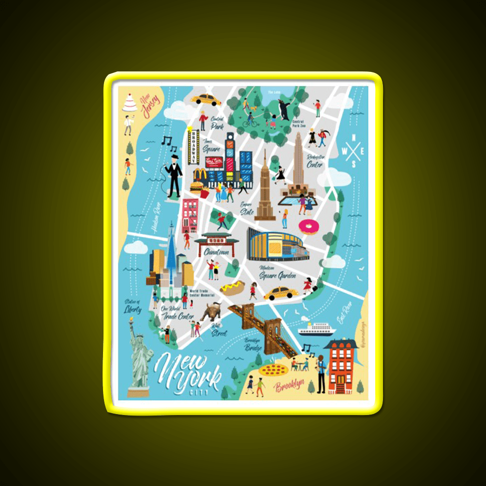 New York City Map Asian Cultural Led Neon Sign Rgb Color - Shineneon
