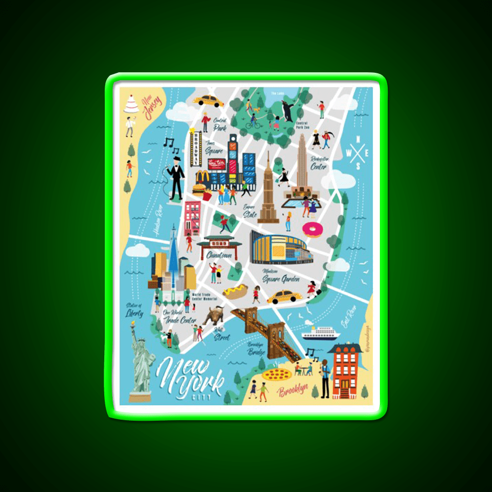 New York City Map Asian Cultural Led Neon Sign Rgb Color - Shineneon
