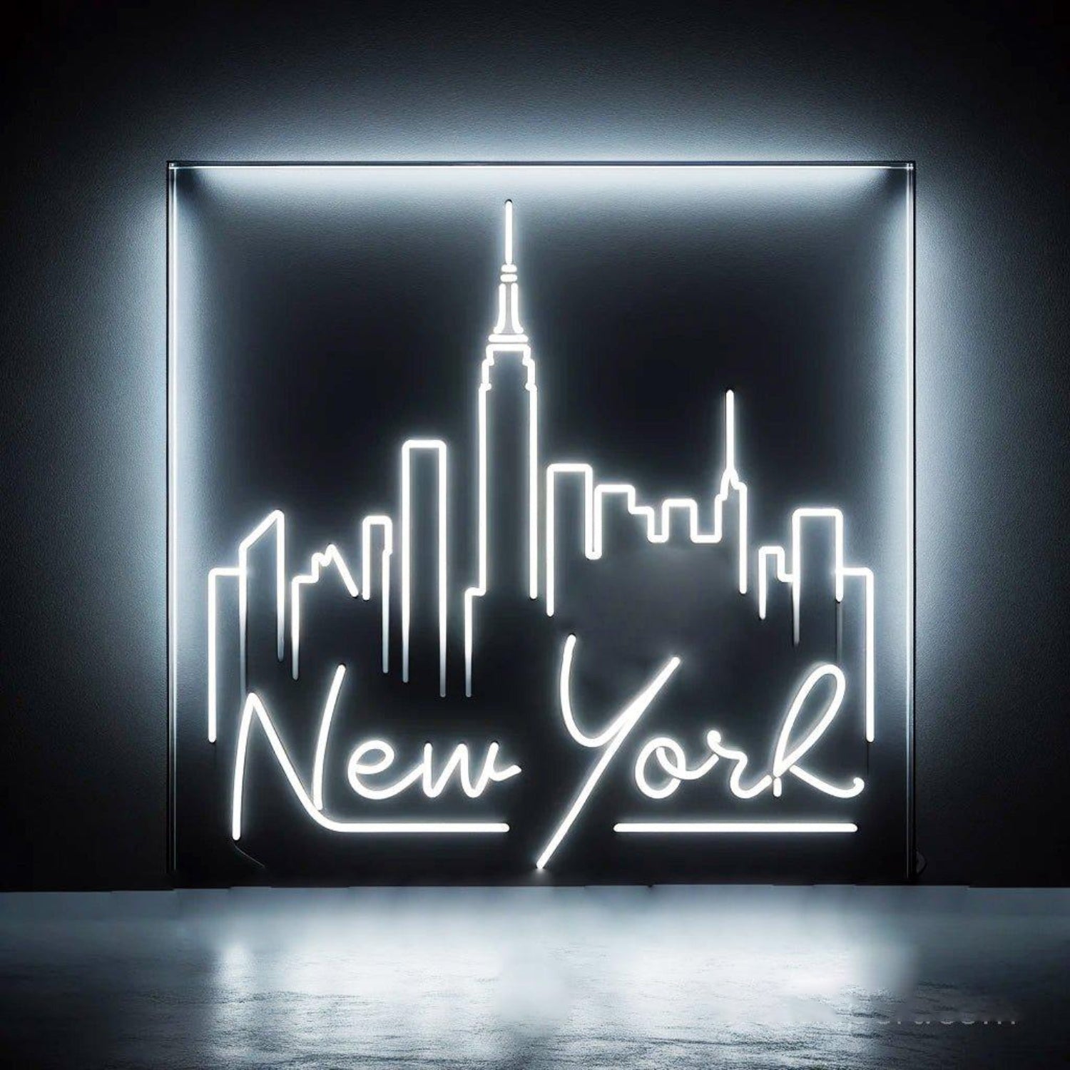 New York City Skyline White Led Neon Sign For Modern Home Bar Decor | Shineneon