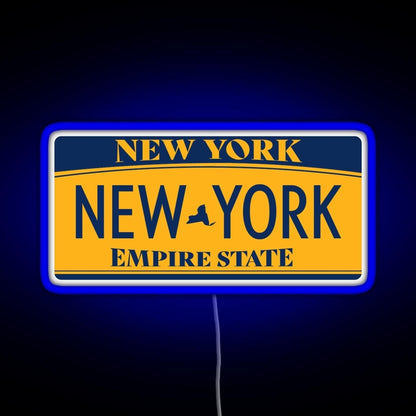 New York License Plate Sticker Rgb Neon Sign - Custom LED neon sign front view