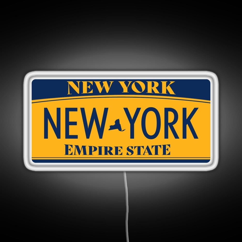 New York License Plate Sticker Rgb Neon Sign - Size and dimension reference