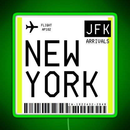 New York Mini Boarding Pass Rgb Led Neon Sign Pop Wall Art - Shineneon