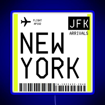 New York Mini Boarding Pass Rgb Led Neon Sign Pop Wall Art - Shineneon