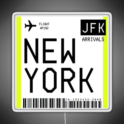 New York Mini Boarding Pass Rgb Led Neon Sign Pop Wall Art - Shineneon