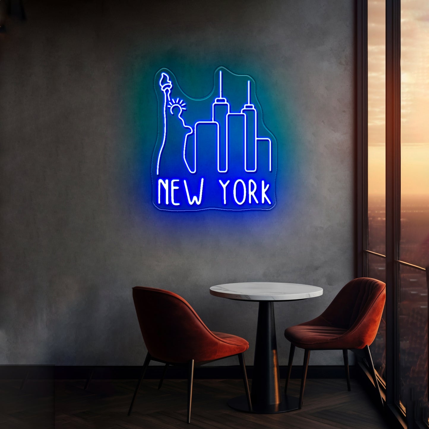 New York Sky Line Neon Sign Wall Art