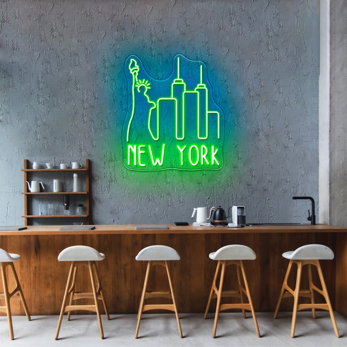 New York Sky Line Neon Sign Wall Art