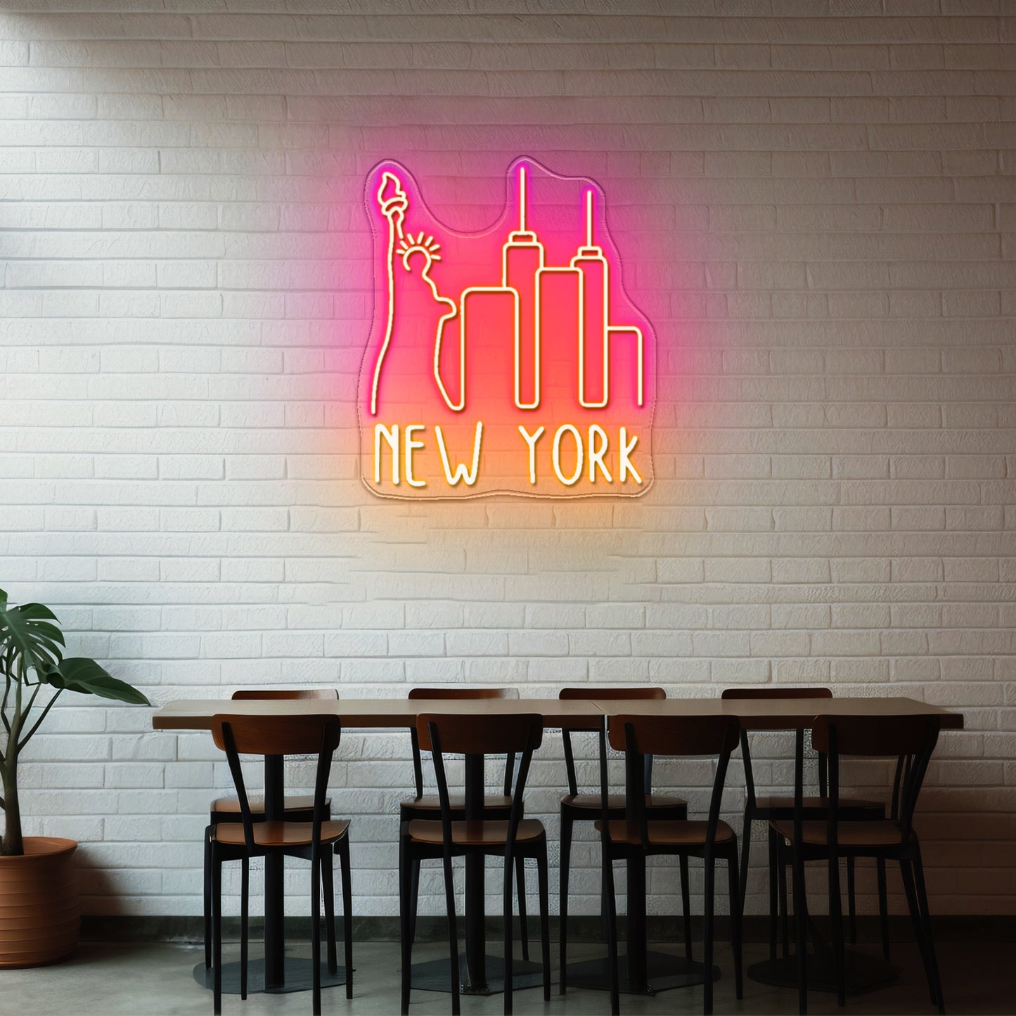 New York Sky Line Neon Sign Wall Art