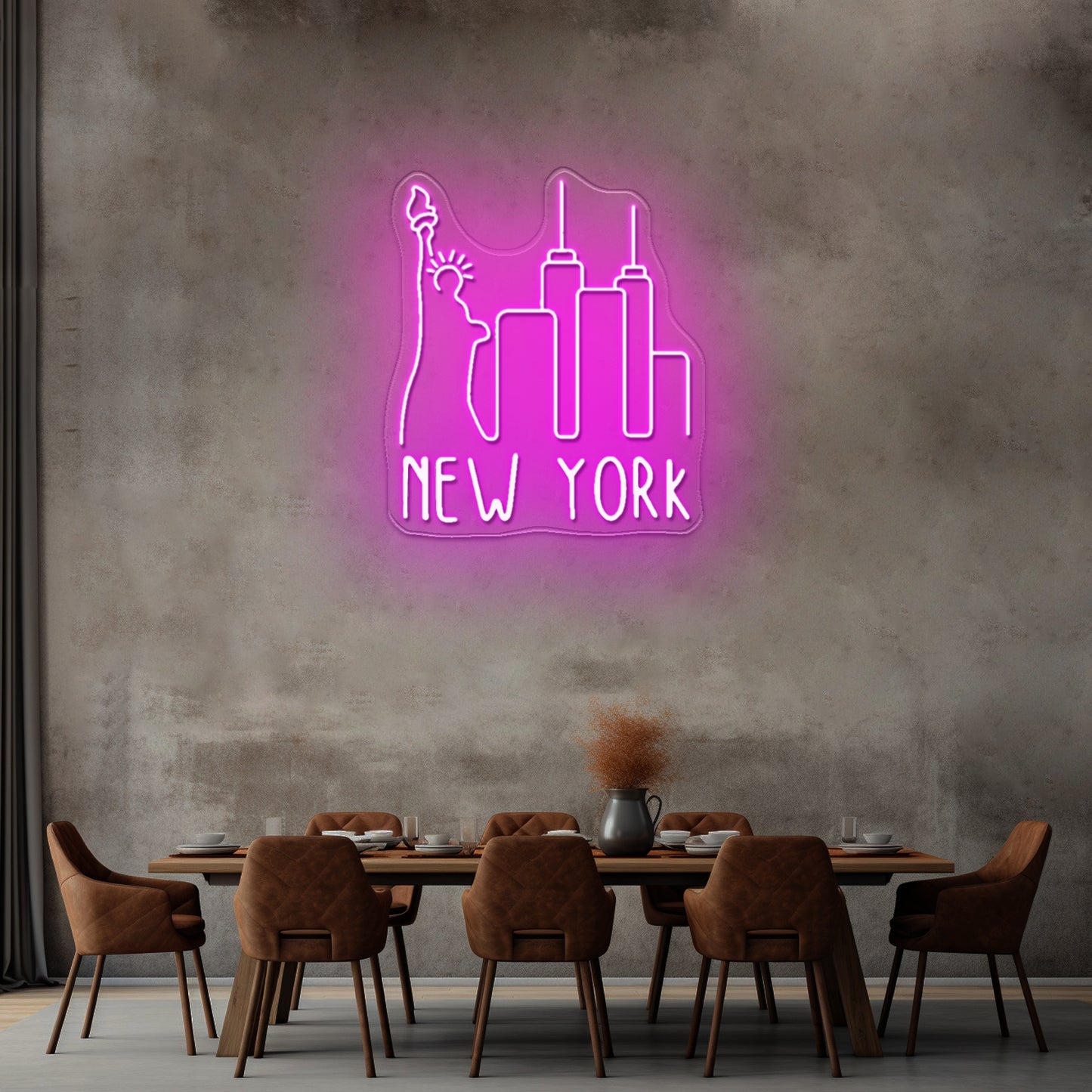 New York Sky Line Neon Sign Wall Art