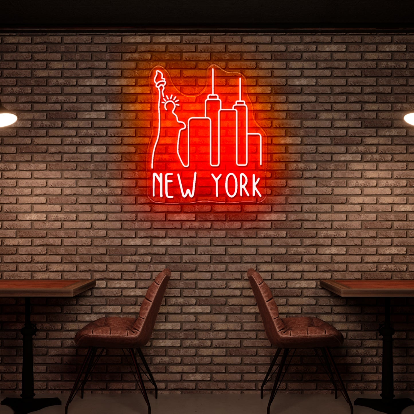 New York Sky Line Neon Sign Wall Art