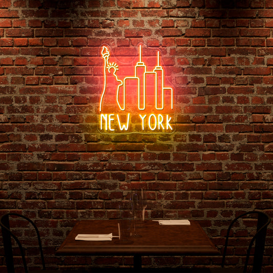 New York Sky Line Neon Sign Wall Art