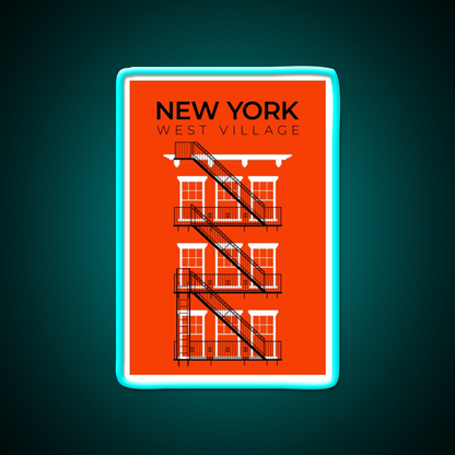 New York West Village Fire Escape Asian Cultural Led Neon Sign Rgb Color - Size and dimension reference